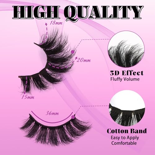 Losha Fluffy False Eyelashes 7 Pairs | 3D Faux Mink Lashes