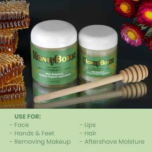 Beesaluxe HoneyBotan - 100% Natural Unpetroleum Skin Balm with Organic Ingredients - Petroleum Jelly Alternative for Lips, Hands, Baby Care, Makeup Remover, and More (2 Ounce)