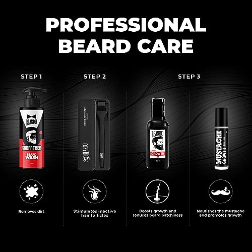 Beardo Godfather Beard Wash Shampoo for Men (3.33 oz) | Fights Dandruff and Hair loss | Refreshing Fragrance | Active cleansing | Purifies and cleanses skin and beard | Protection from Sun and Dirt |