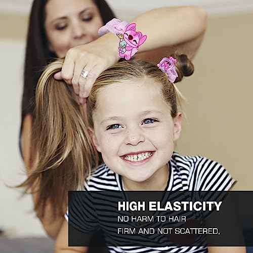 Cartoon Stich Hair Ties for Girls, Kids, Toddlers and Women, Elastic Hairbands with Character Design, 5 Pack