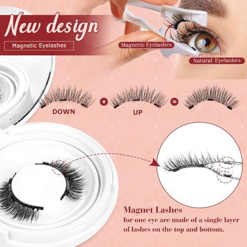Magnetic Eyelashes Kit with Applicator - No Glue, Natural Look