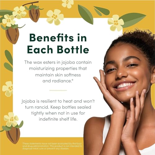 HobaCare Unrefined Organic Jojoba Oil for Skin Care, Hair, Beard, Scalp Massage - 100% Pure Carrier Oil for Perfume or Soap Making - Natural, Vegan, Cruelty-Free, Hexane-Free, Long Shelf Life (32 oz)