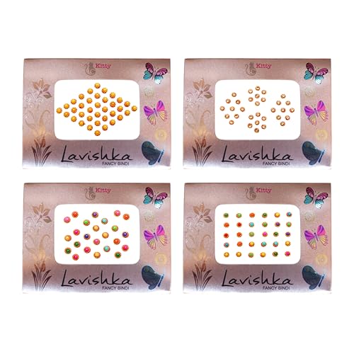 Crystal Bindi Stickers Pack of 4 - Self-Adhesive Forehead Gems