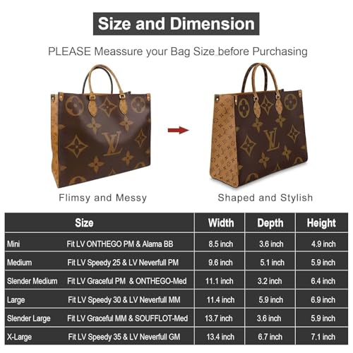 OMYSTYLE Felt Purse Organizer Insert with 6 Sizes for Handbags