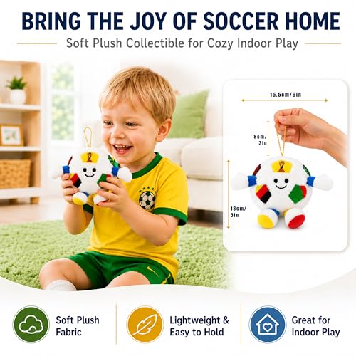 Flag Pattern Plush Soccer Ball Pillow - Soft Decorative Throw for Kids