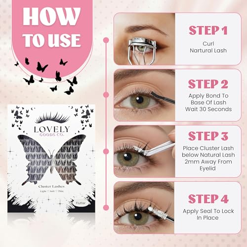 Flutter D Curl Cluster Lashes 10-18mm Mixed Length