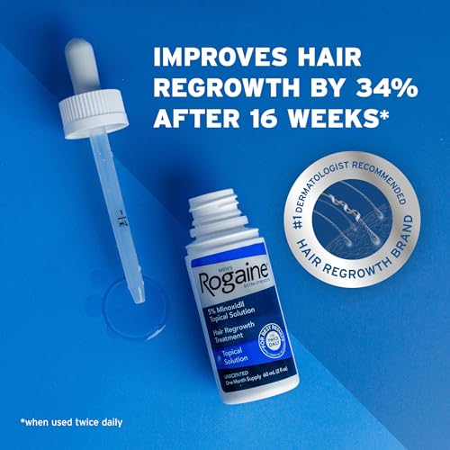 Rogaine Men's Extra Strength 5% Minoxidil Topical Solution for Thin Hair, Hair Loss Treatment to Regrow Fuller, Thicker Hair, 3-Month Supply, 3 x 2 fl. oz