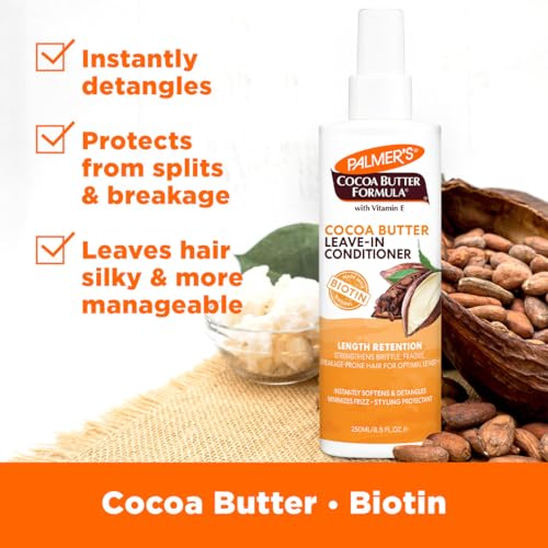 Palmer's Cocoa Butter & Biotin Length Retention Leave-In Conditioner, Strengthen, Minimize Frizz and Detangle Hair, Suitable for All Curly Hair Patterns 8.5 Ounce