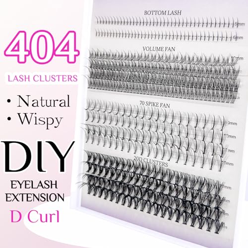 Lash Clusters D Curl Cluster Eyelash Extensions Individual Cluster with Bottom Lashes,Volume Fan,70 Spike Fan,20D Clusters,Spiky Wispy Natural Cluster Lashes Multi-type Mix DIY Lash Extensions