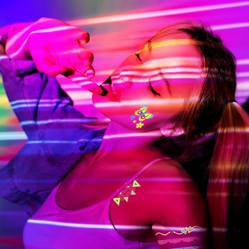 Glow in Dark Temporary Tattoos 170 PCS UV Blacklight Party