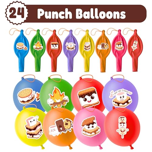 S'Mores Party Favors Pack - 72 Piece Set with Tattoos & Balloons