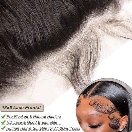 beauty youth 13x6 Straight Lace Frontal Transparent Pre Plucked Ear to Ear Lace Frontal Closure With Baby Hair Free Part Brazilian Virgin Human Hair 180% Density 18 Inch
