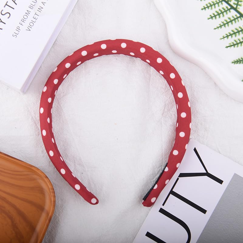 Vintage Red Polka Dot Headband for Women - Non-Slip Design
