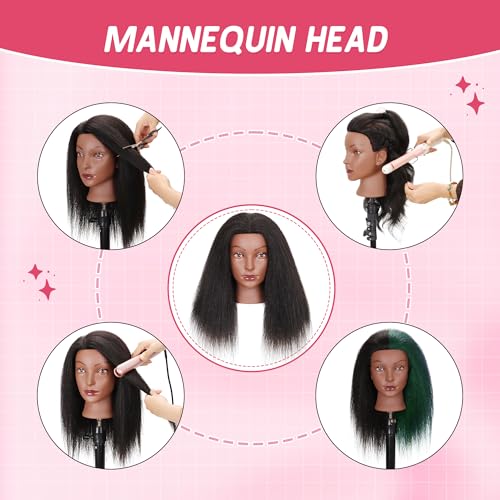 100% Human Hair Mannequin Head with Clamp & Styling Tools