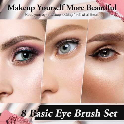 8-Piece Eye Makeup Brush Set with Eyeshadow, Blending & Eyeliner Brushes