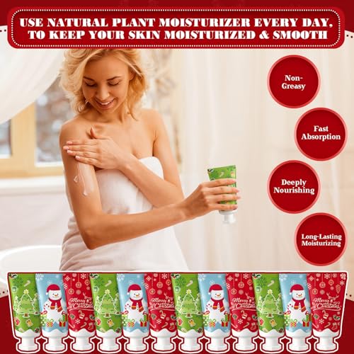 24 Pcs Christmas Lotion bulk Travel Size Body Lotion Natural Fragrance Moisturizing Body Cream for Women Birthday Xmas Gift Stocking Stuffer