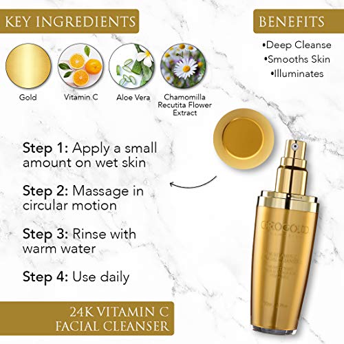 Orogold 24K Vitamin C Facial Cleanser ? Gentle Daily Cleansing Gel With Gold and Vitamin C ? Foaming Face Wash For All Skin Types ? 2.7 Fl. Oz.