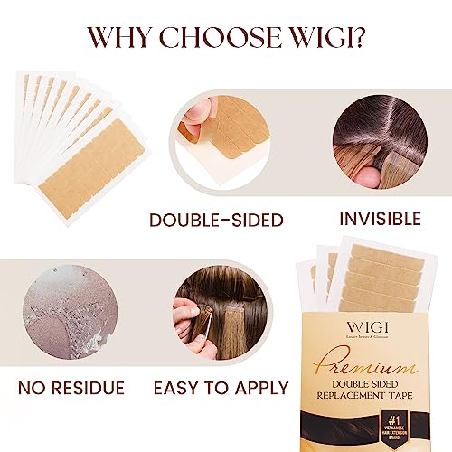 180 Pieces Premium Double Sided Tape for hair extensions wigs by WIGI, hair extension tape tabs replacement tape for hair extensions, 4 x 0.8 cm