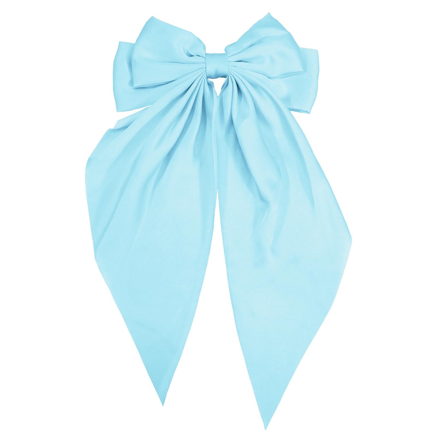 DJAIOD Hair Bow for Women,Blue Silky Satin Bow, Large Light Blue Hair Bows, Long Bow Clip, Coquette Bows Cute barrettes for Girls