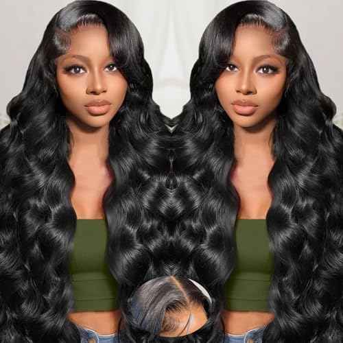 9x6 Glueless Wigs Human Hair Pre Plucked Pre Cut 22 Inch Loose Body Wave Glueless Wig 220% Density HD Lace Closure Wigs Wear and Go Human Hair Wigs for Black Women
