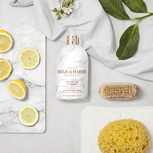 Baylis & Harding Liquid Hand Soap Wash with Dispenser, Elements, White Tea & Neroli, 16.9oz/500ml (3-Pack)