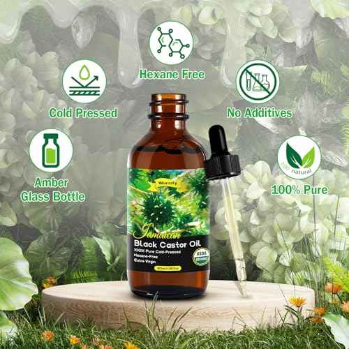 Jamaican Black Castor Oil - Organic Cold Pressed Black Castor Oil in Unrefined Glass Bottles for Hair Growth, Eyebrow Nourishment, Skin Care,and Belly Fat