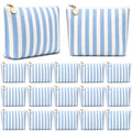 Kacctyen 16 Pcs Blue & White Striped Makeup Bags Set