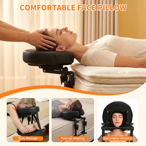 Adjustable Massage Face Cradle for Bed with Memory Foam Pillow