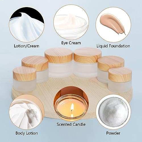 6Pcs Glass Cosmetic Jars with Lids (15ml, 30ml, 50ml) - Refillable Travel Containers
