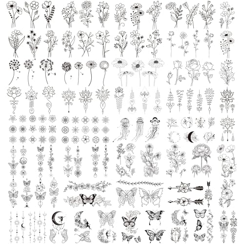 Cerlaza 100 Sheets Temporary Tattoos - 420 Designs, Realistic & Long-Lasting