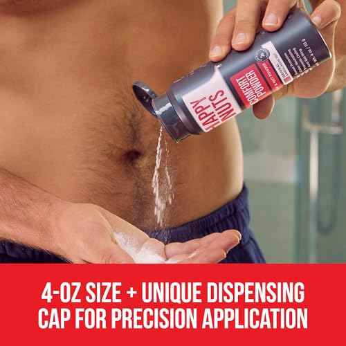 HAPPY NUTS Comfort Powder Deodorant For Men: Anti-Chafing Sweat Defense, Odor Control, Aluminum-Free, Perfect Stocking Stuffer Gift for Men's Private Parts 4 oz (1 Pack), Original Scent