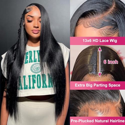 Btomar 30 Inch 200% Density 13x6 Lace Front Human Hair Wig