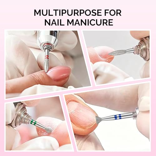 MelodySusie 20Pc Nail Drill Bits Set 3/32" Diamond Cuticle