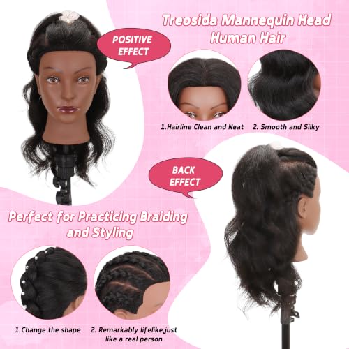 Mannequin Head 100% Human Hair Black 16" for Cosmetology &