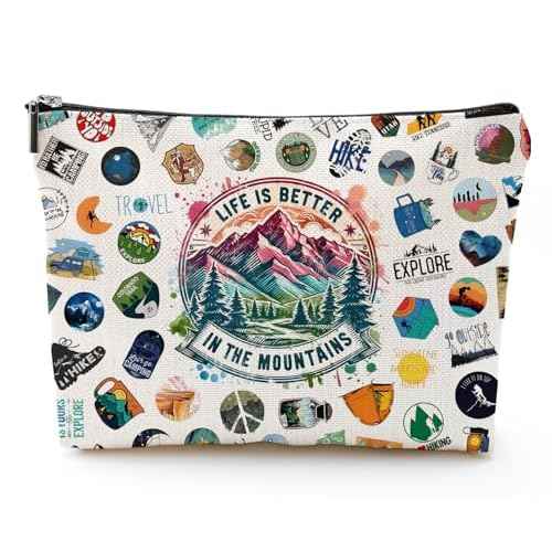 Hiking Gifts for Women, Hiking Gear, Hiking Accessories, Hiking Makeup Bag for Hiker Camper Mountain Nature Lover Gift Camping Gift