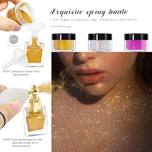 Body Glitter Spray - Silver Gold Pink Shimmer Powder with Bottle