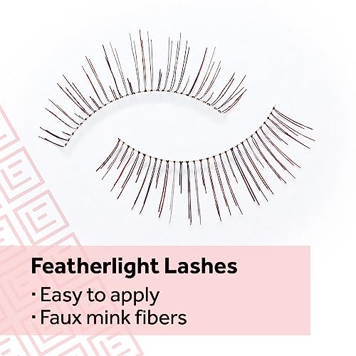 Eylure Naturals No. 020 Reusable Eyelashes, Adhesive Included, Black, 4 Pair