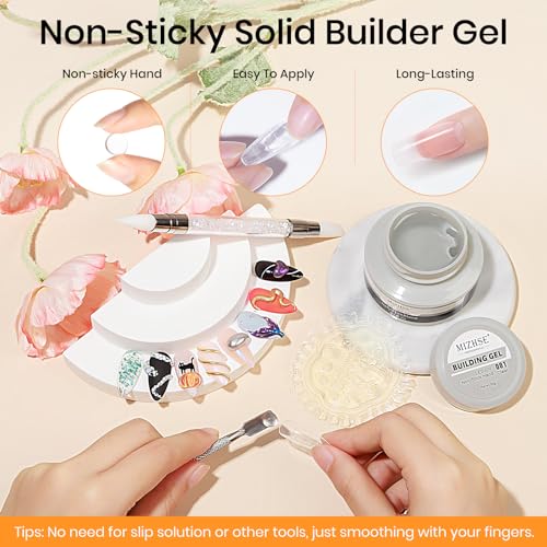 MIZHSE 3D Sculpting Gel Nail Art Kit - Clear White Builder Gel & Accessories
