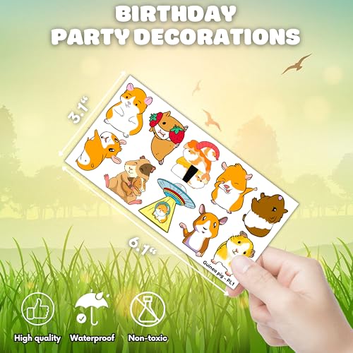 101 PCS Cute Guinea Pig Temporary Tattoos Themed Birthday Party Decorations Favors Supplies D?cor Hamster Pet Mouse Animal Tattoo Stickers Gifts For Game Boys Girls Classroom School Prizes Reward