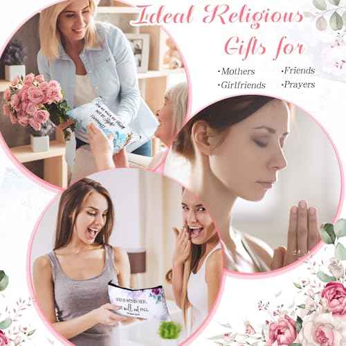 Talltalk 14 Pcs Christian Gifts for Women Religious Makeup Bags Bulk Bible Verse Cosmetic Bags Inspirational Pencil Pouch for Travel Office Gifts Supplies(Vibrant)