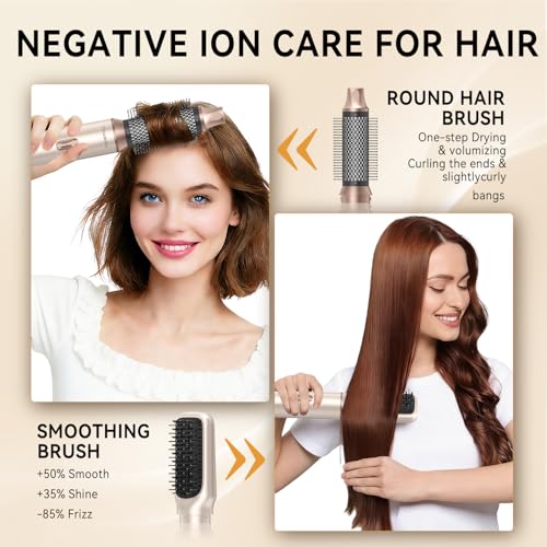 5-in-1 Hair Dryer Brush Set with Auto Wrap Curlers - Beige