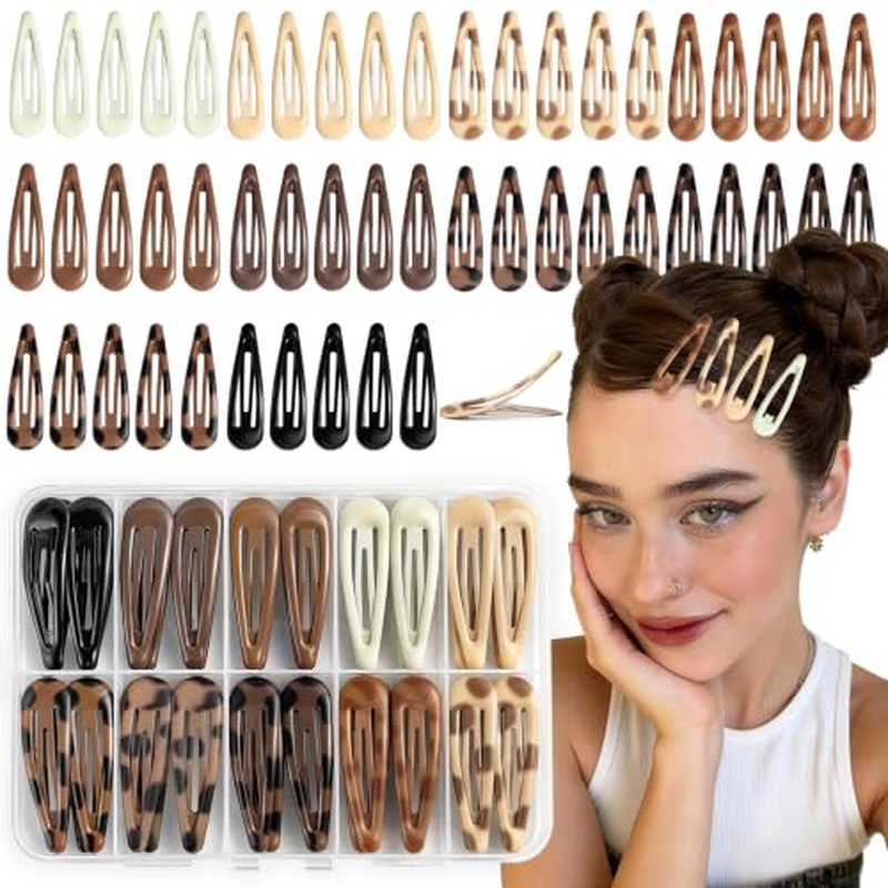 50 PCS Non-Slip Small Snap Hair Clips Set with Storage Box
