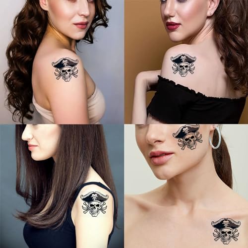 6 Sheet Temporary Tattoos Skull & Crossbones Pirate