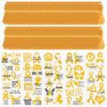 Gold Ribbon Awareness Pins & Tattoos Kit – 100pcs + 10 Sheets