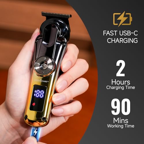 Beard Trimmer for Men - Professional Hair Clippers Zero Gapped T-Blade,Waterproof Cordless Rechargeable Electric Shaver Men's Grooming Kit for Fading & Nose Hair Trimmer, Grooming at Home