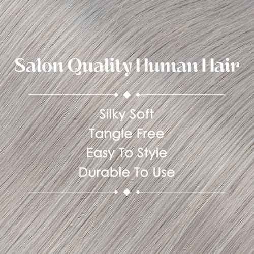 Hairro 6PCS 6 Clips In Short Hair Extensions Remy Real Human Hair Clip Ins Mini Clip On Hairpin Hairpieces For Women 33g 12 Inch #Silver Grey