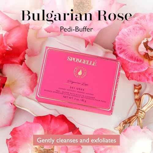 Bulgarian Rose Pedi Buffer ? Exfoliating Foot Scrub & Cleanser | Softens, Smooths & Hydrates Dry Feet | Built-in Body Wash | 30+ Uses | Vegan, Paraben-Free, Cruelty-Free | at-Home Pedicure Spa