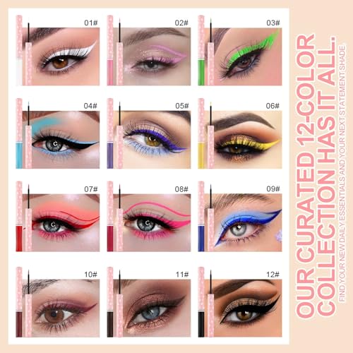 12-Color Matte Liquid Eyeliner Set – Waterproof, Long-Lasting