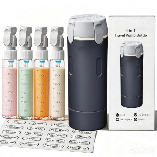 4-in-1 Travel Dispenser Bottle Set - Leakproof 30ML Toiletry Containers