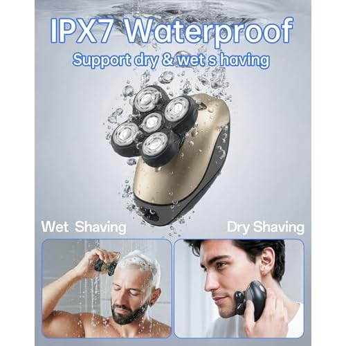 Electric Razor for Men, 5-in-1 Multi-Function Electric Shavers for Men, IPX7 Waterproof Bald Head Shaver with LED Display, Rechargeable Beard Trimmer Body Hair Trimmer, Ideal Gifts for Husband